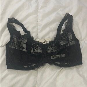 Soma Black Lace Underwire Bra with Adjustable Straps